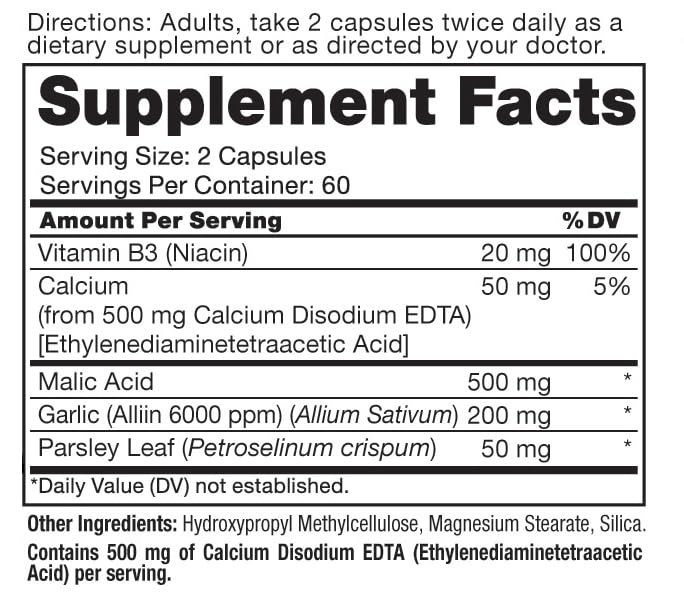 Box and bottle of Roex Cardio Flow with EDTA highlighting 120 count