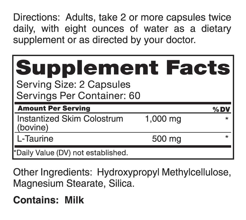 Roex Mother's Colostrum Capsule bottle – back label