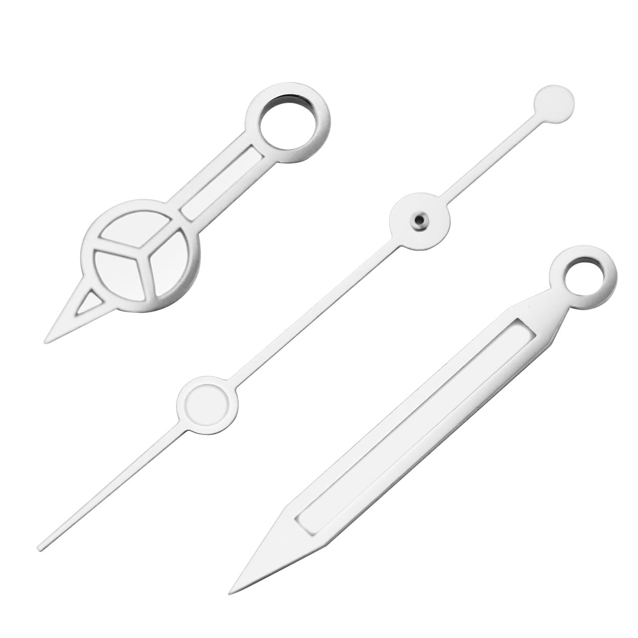 Silver Rolex Submariner watch hands replacement set – front view