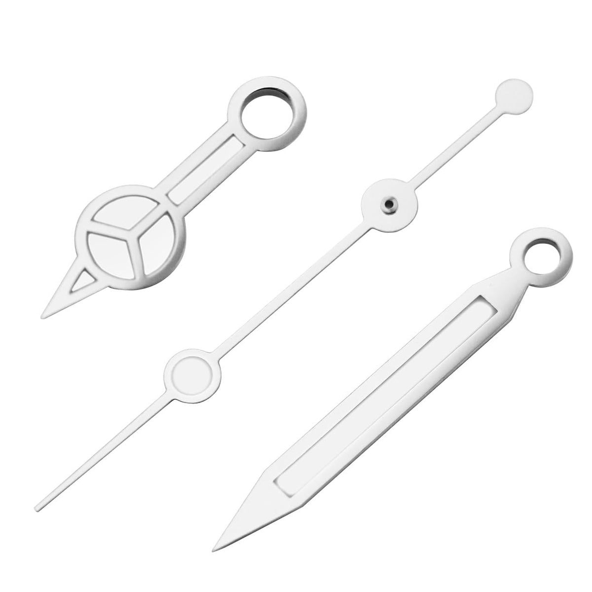 Silver Rolex Submariner watch hands replacement set – front view