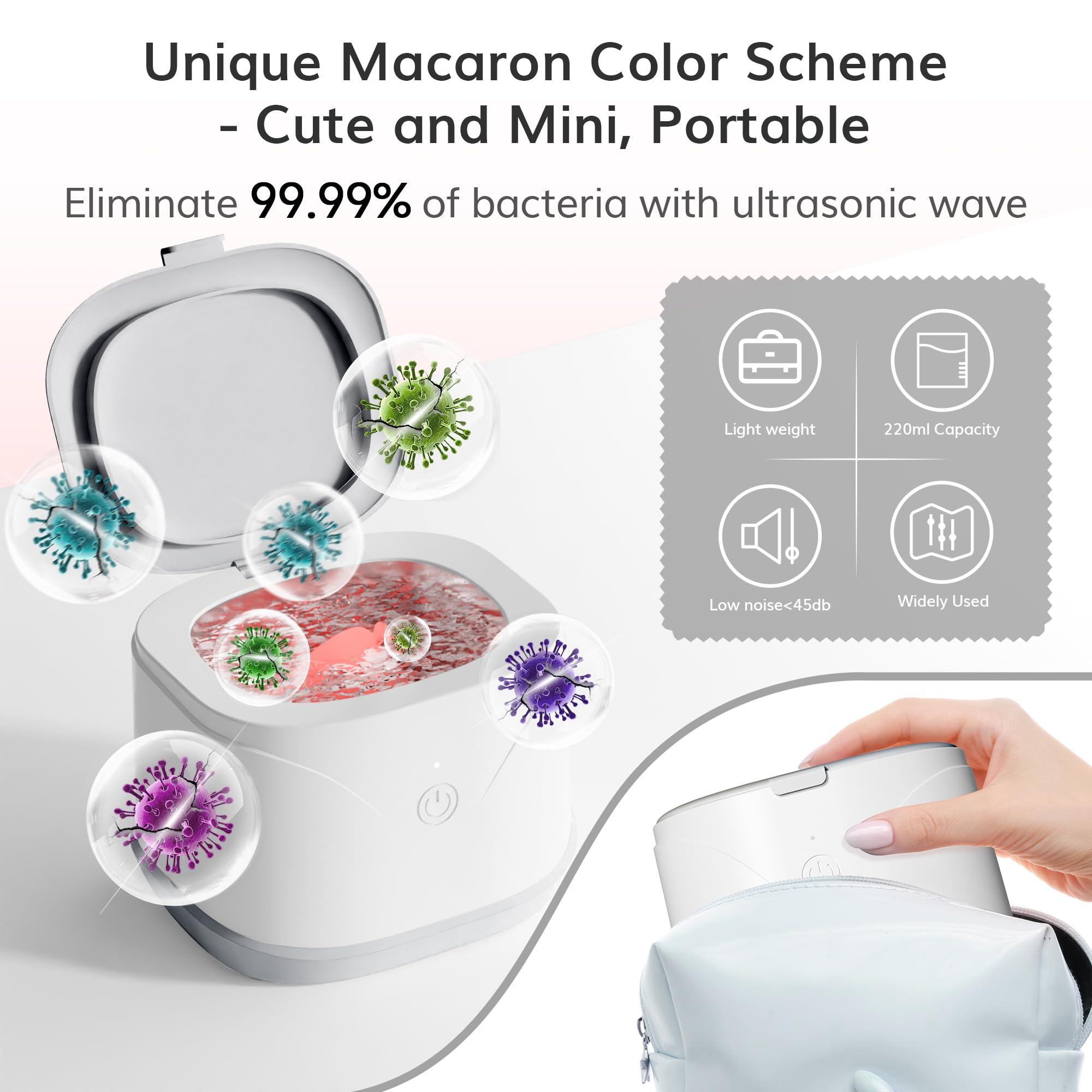 Compact design of ROLWAY cleaner in bathroom or luggage
