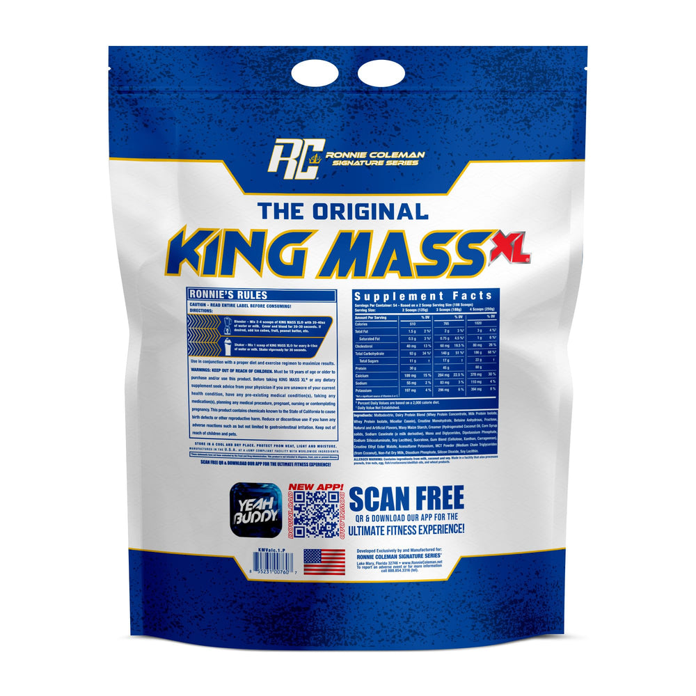Fitness athlete preparing King Mass XL shake for training day