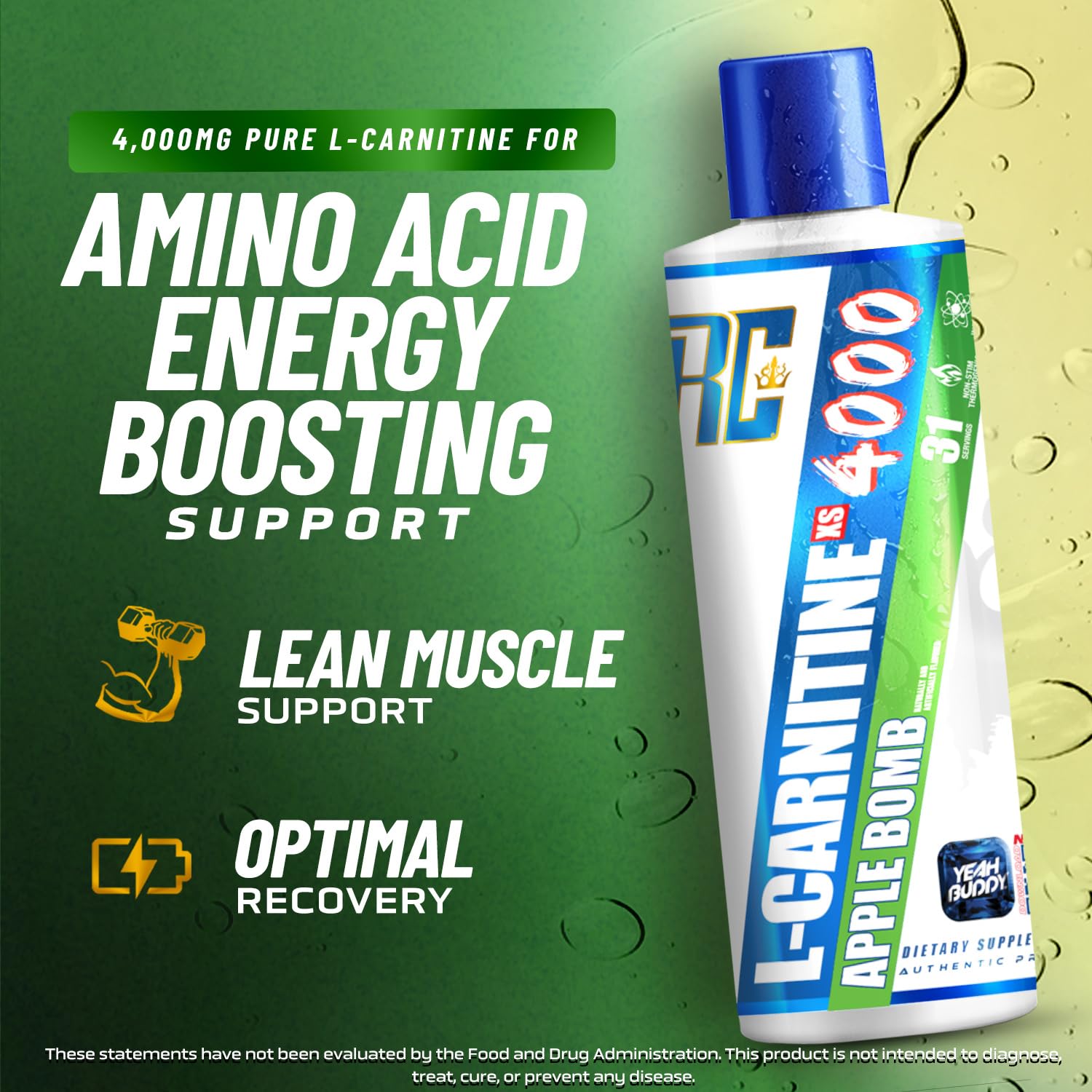 Ronnie Coleman L-Carnitine XS4000 Apple Bomb liquid being poured for easy dosing