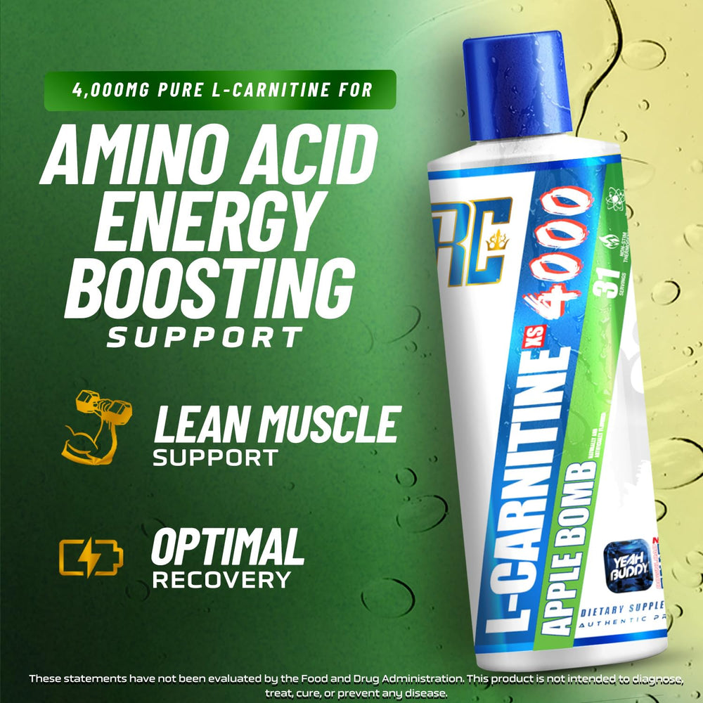 Ronnie Coleman L-Carnitine XS4000 Apple Bomb liquid being poured for easy dosing