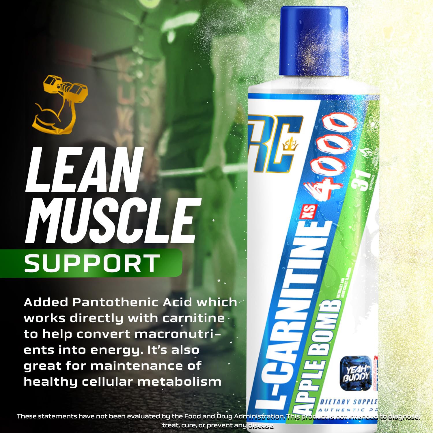 Ronnie Coleman L-Carnitine XS4000 Apple Bomb flavor detail encouraging daily use