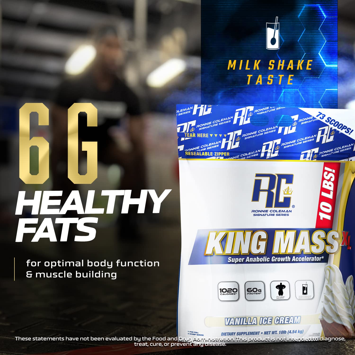 Ronnie Coleman Signature Series King Mass XL creatine and glutamine blend for strength and recovery