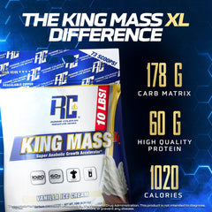 Ronnie Coleman Signature Series King Mass XL dark chocolate shake poured after training for a satisfying calorie-dense option.