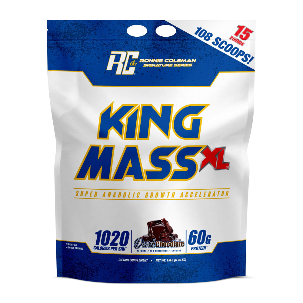 Ronnie Coleman Signature Series King Mass XL chocolate powder in 15lb tub for mass gain