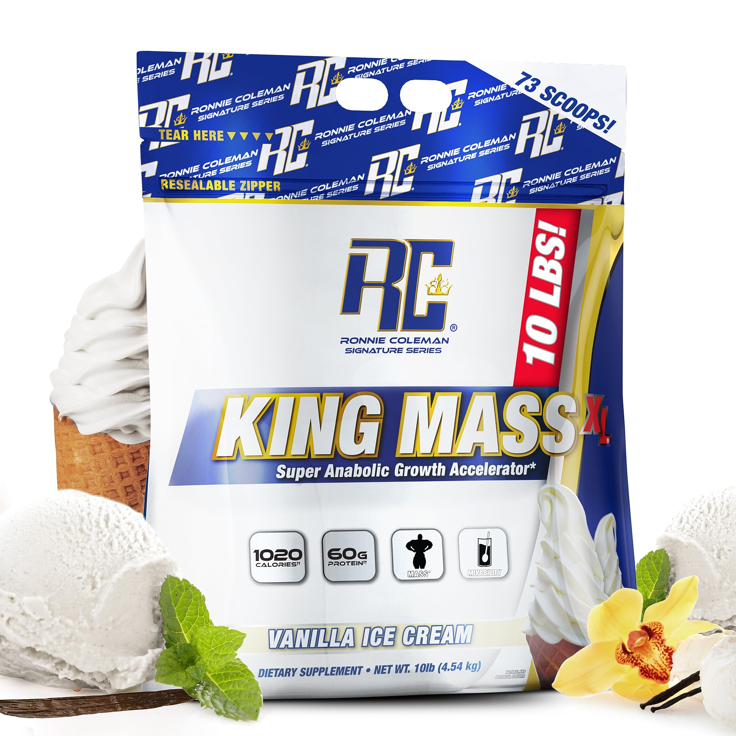 Ronnie Coleman Signature Series King Mass XL tub with scoop for bulk mass gain