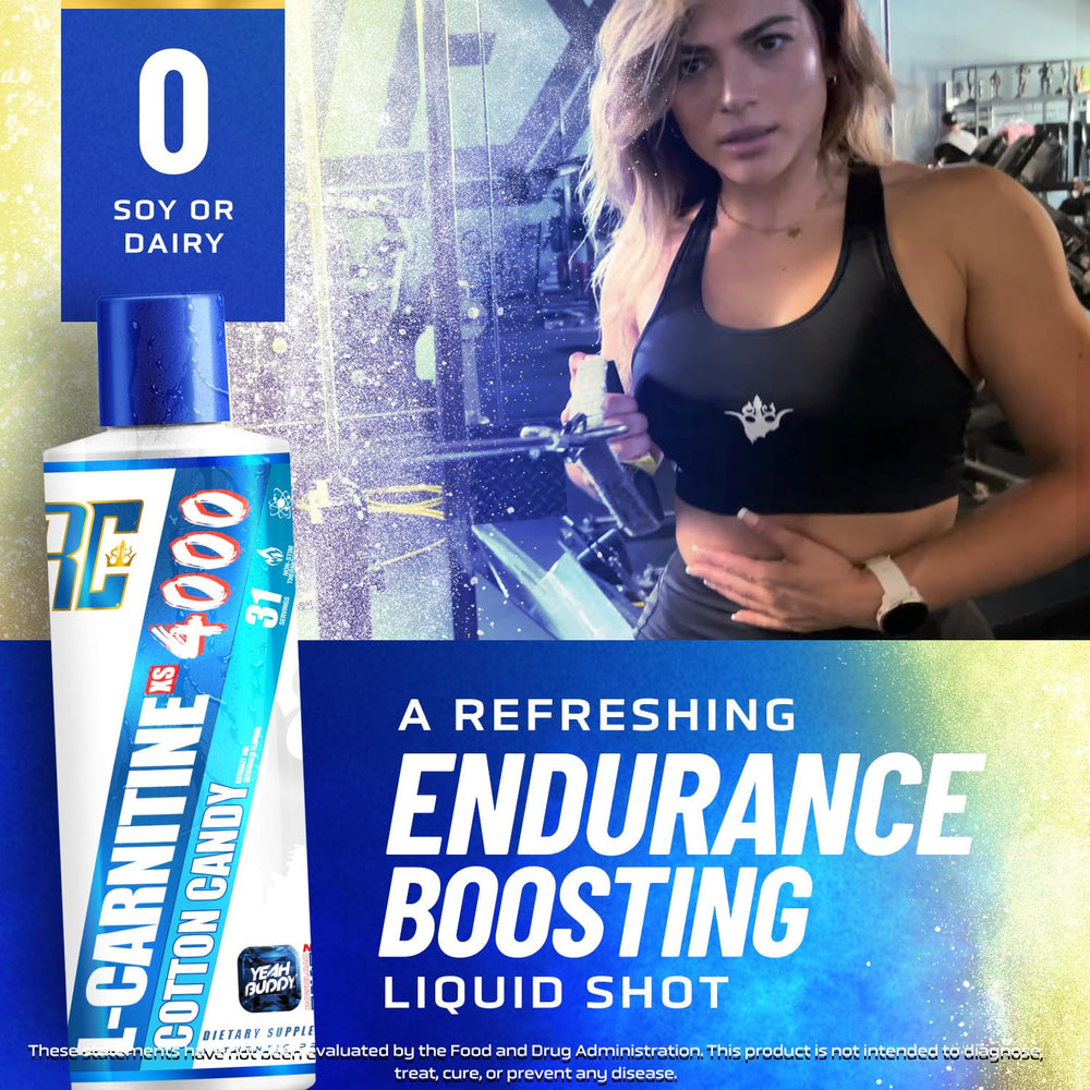 Ronnie Coleman Signature Series L-Carnitine XS 4000 Berry Blast label highlights stimulant-free formula