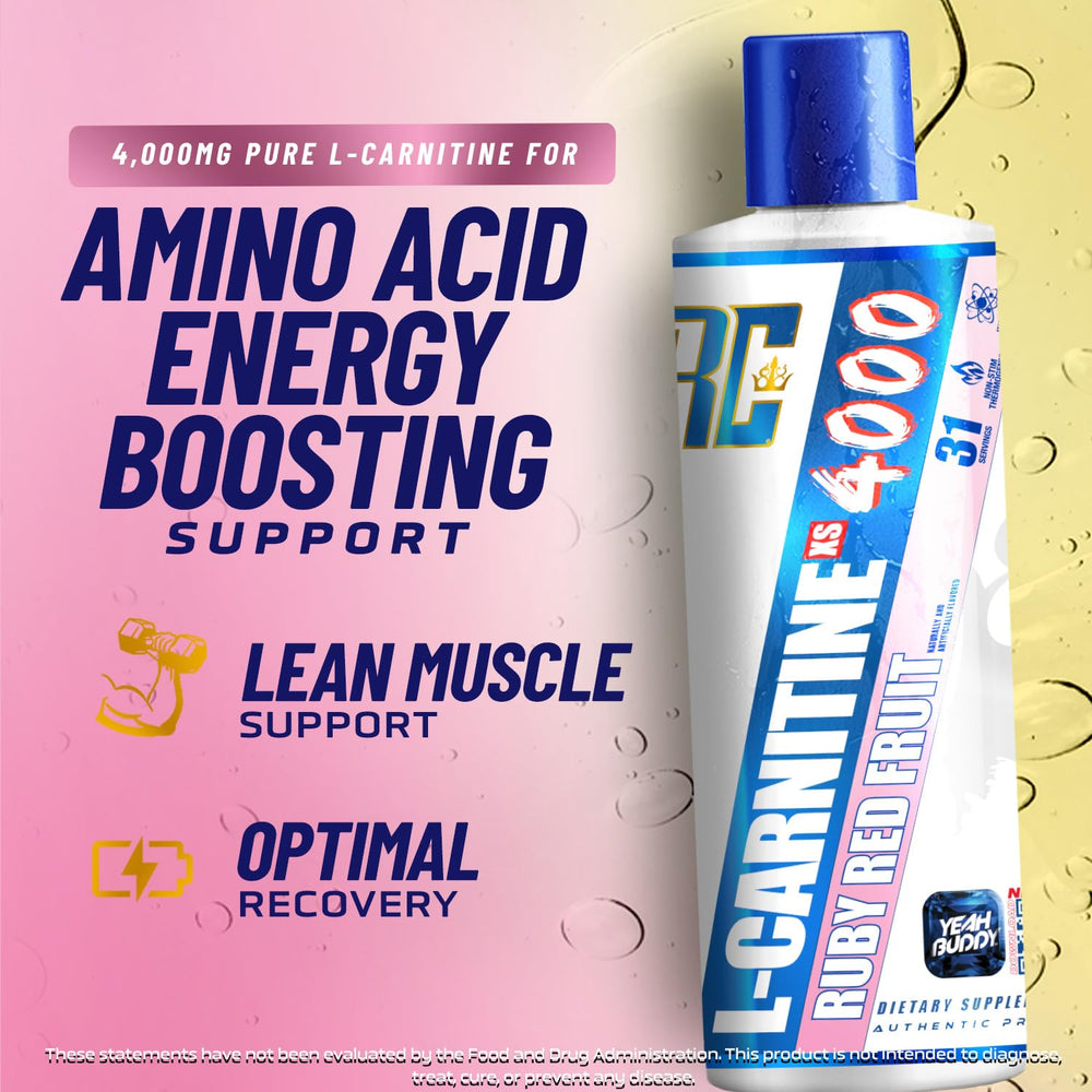 Ronnie Coleman Signature Series L-Carnitine XS 4000 Liquid pour showing convenient on-the-go use.