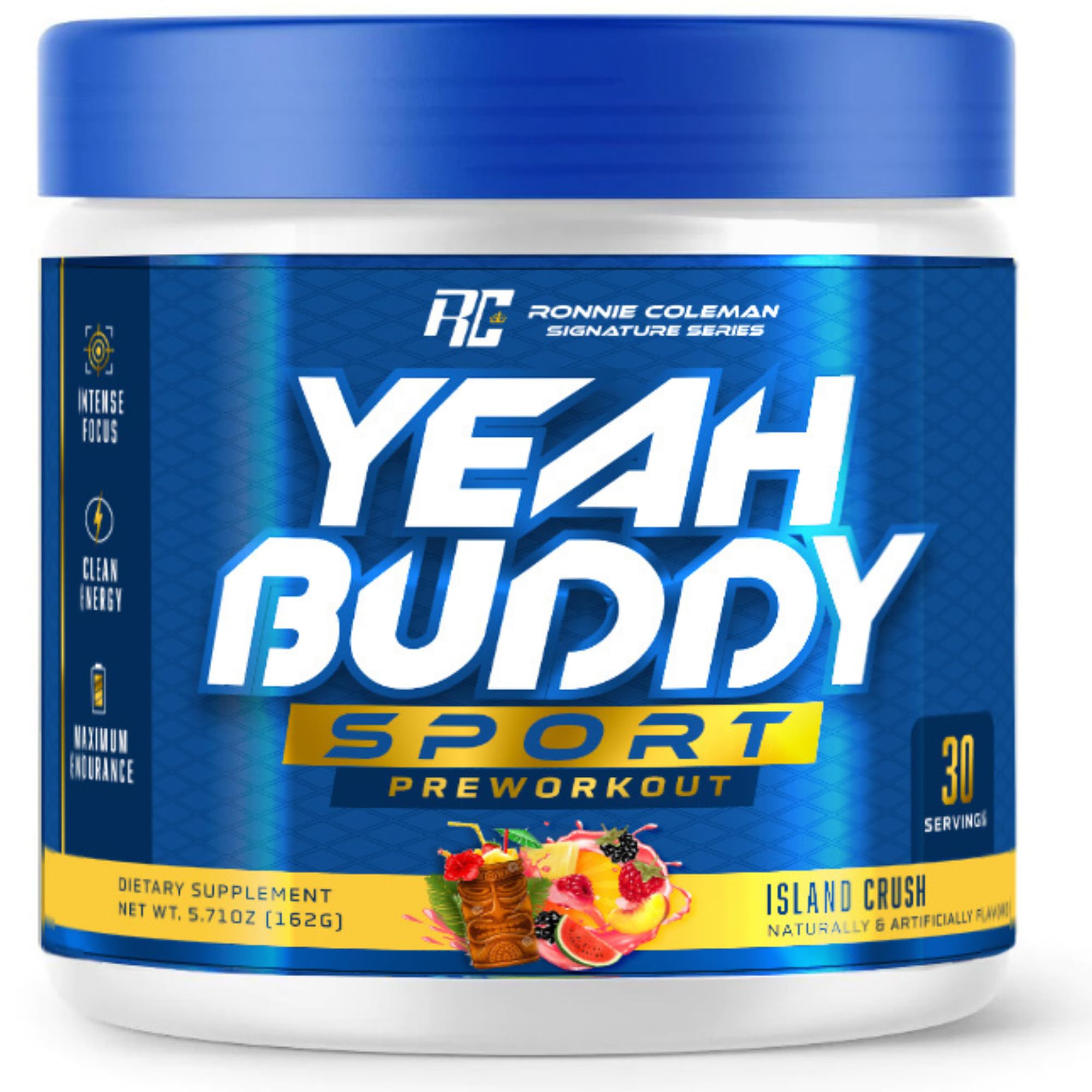 Ronnie Coleman Yeah Buddy Island Crush pre workout canister