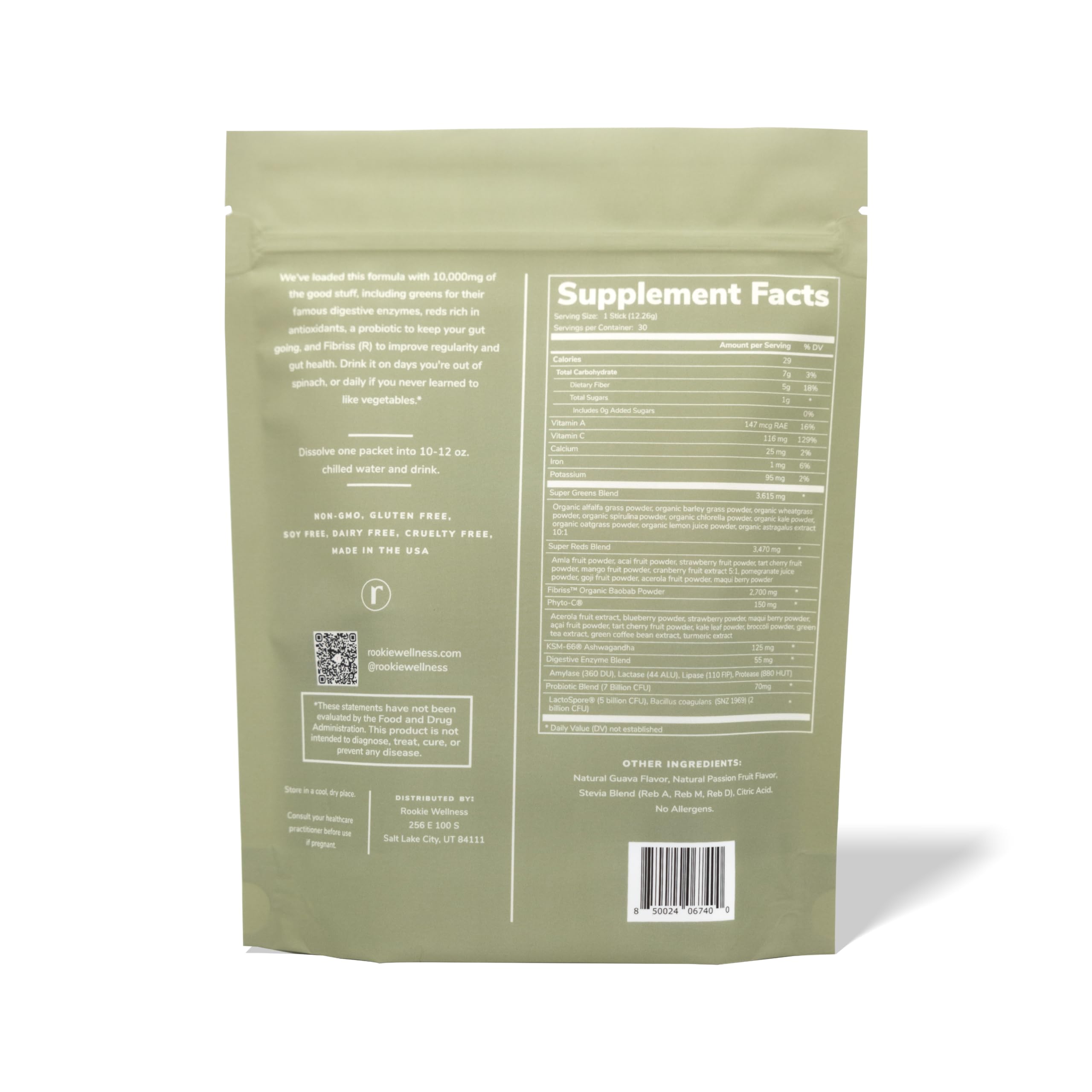 Whole-food sourced greens ingredients laid out