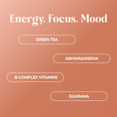 Close-up of ingredients highlighting caffeine sources and B vitamins