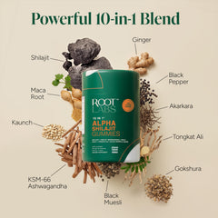 Close-up of tamarind-flavored shilajit gummies with Maca Root and Tongkat Ali