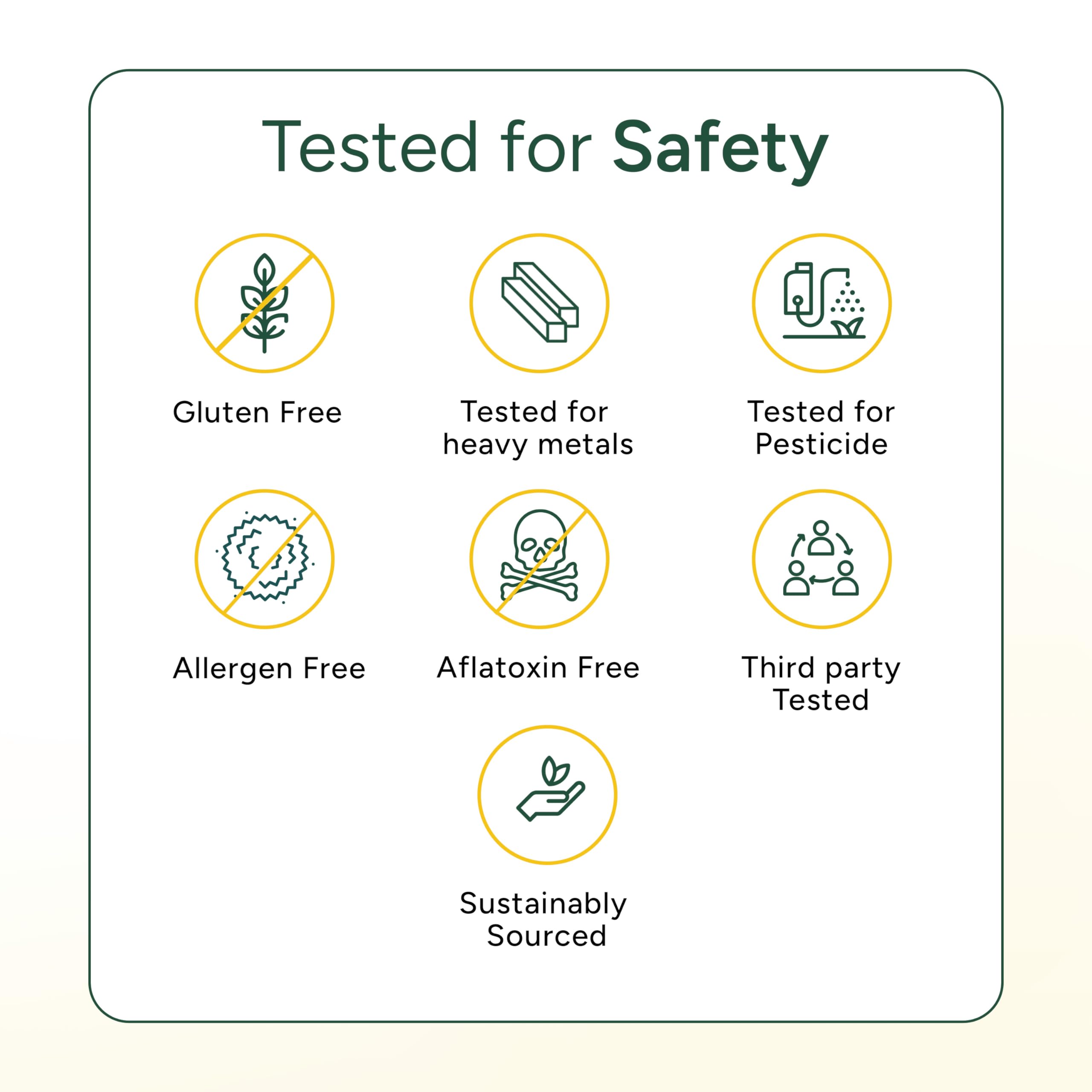 Non-GMO, gluten-free and allergen-free icons on packaging