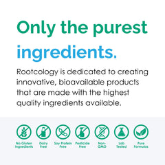 Rootcology ingredient label close-up highlighting myo-inositol and selenomethionine