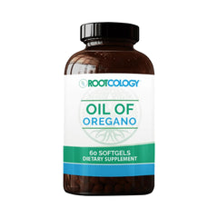 Rootcology Oil of Oregano Softgels bottle with label