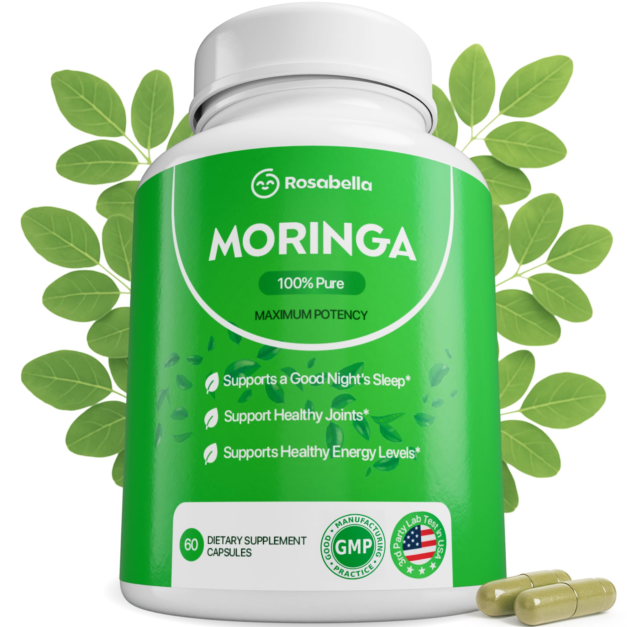 Rosabella Moringa Capsules bottle – 60 count