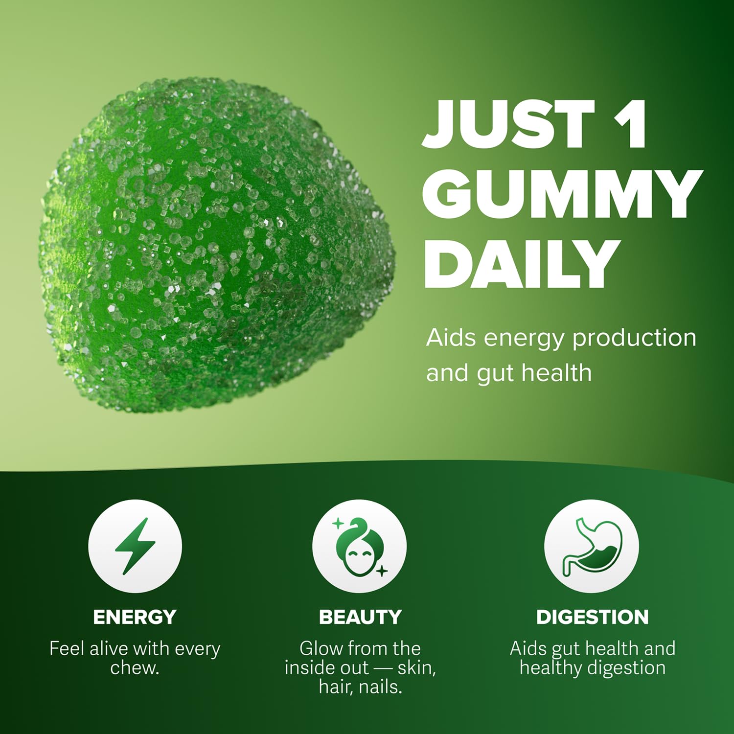 Close-up of Rosabella Moringa Gummies bottle and label