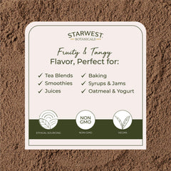 Kosher and Non-GMO certification visuals on rosehips powder