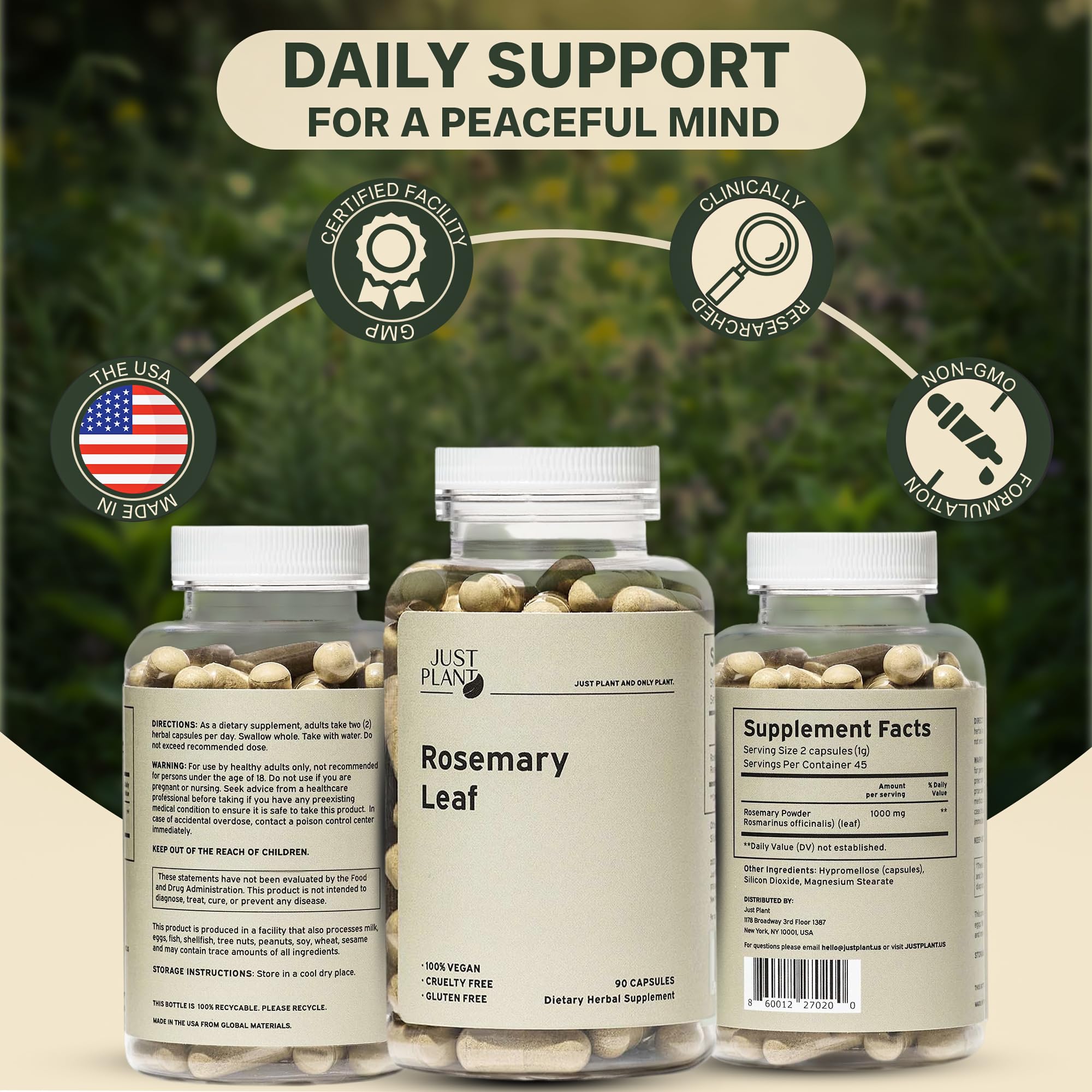 Packaging label highlighting gluten-free and plant-based claims