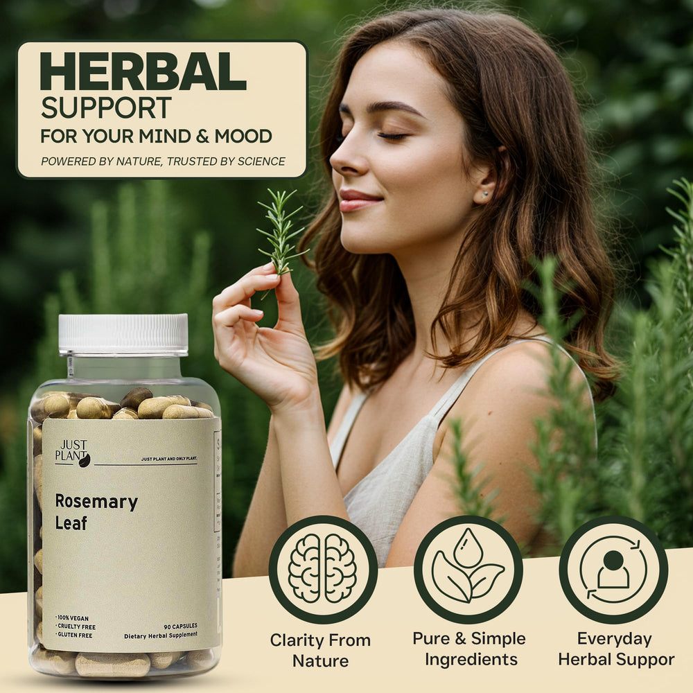 Herbal supplement bottle arranged with wellness props