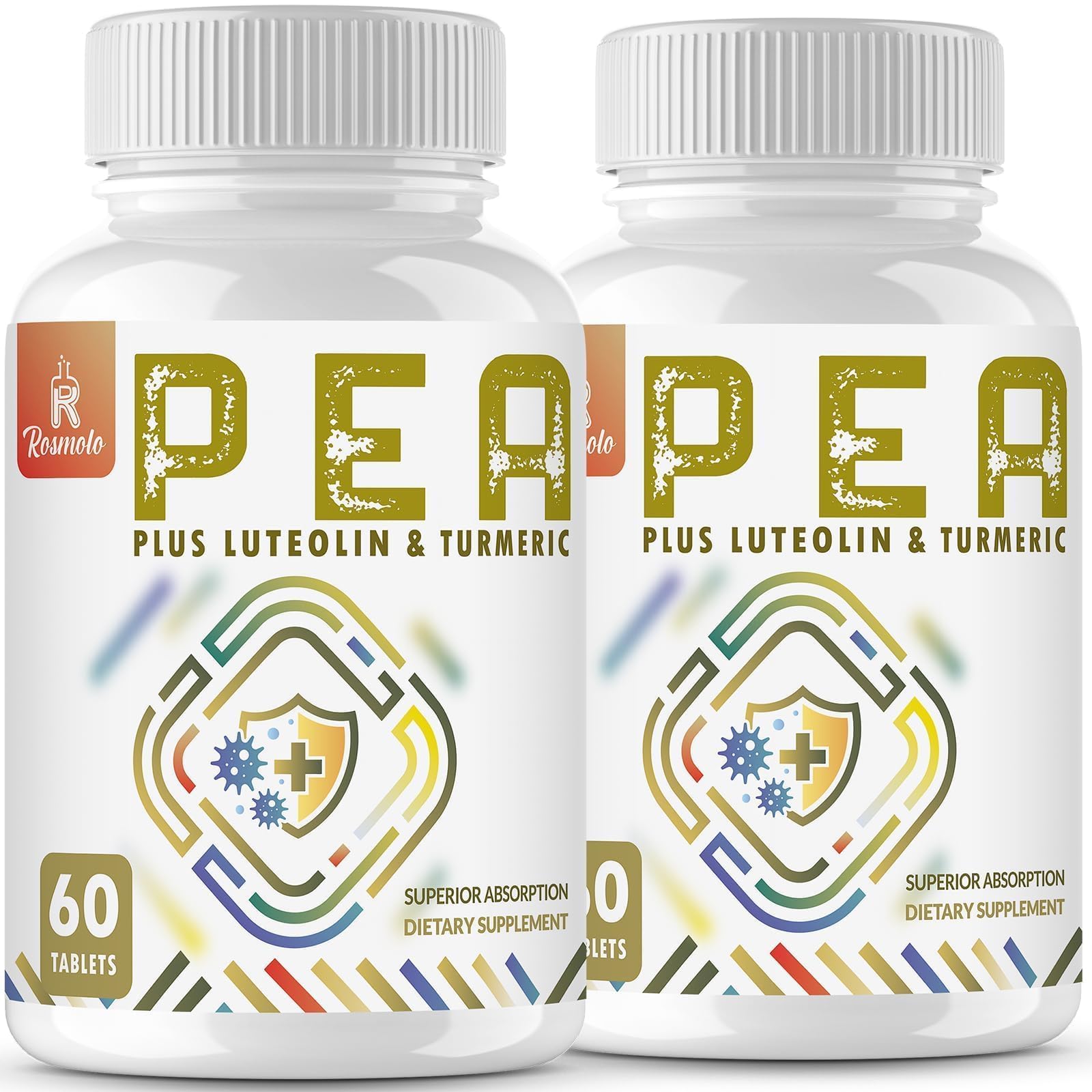 Front view of Rosmolo 1500 mg PEA with Luteolin and Turmeric bottle