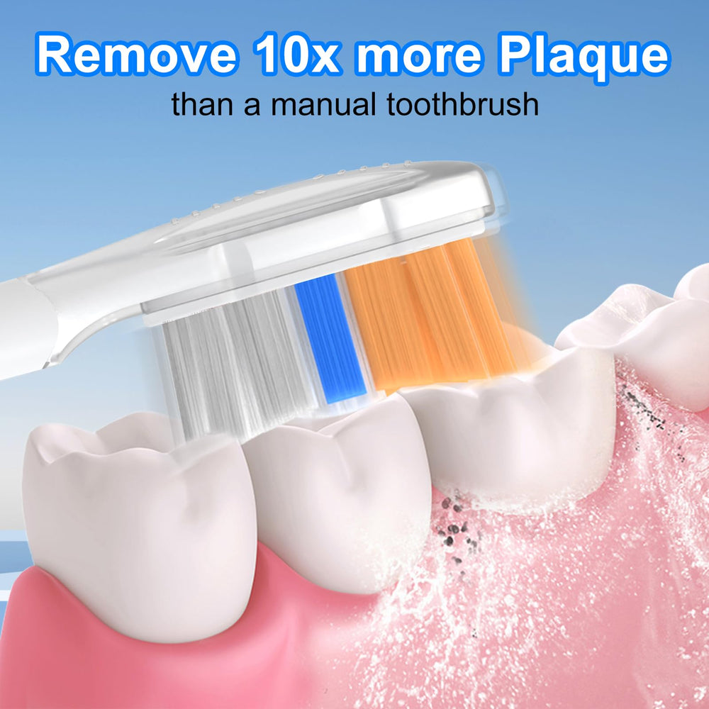 Round-headed gum-friendly bristle tips for gentle cleaning