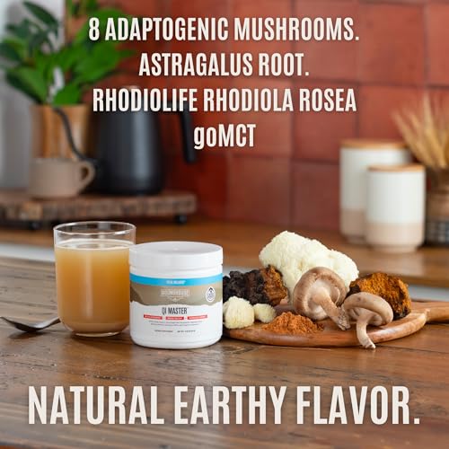 Illustration of eight organic mushrooms used in the blend