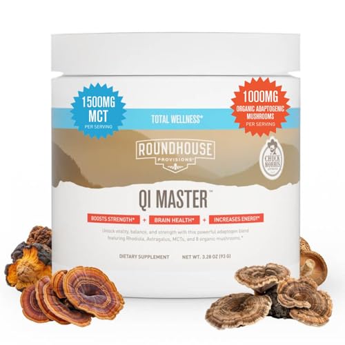 Container of ROUNDHOUSE PROVISION Qi Master Adaptogen Blend with 30 scoops
