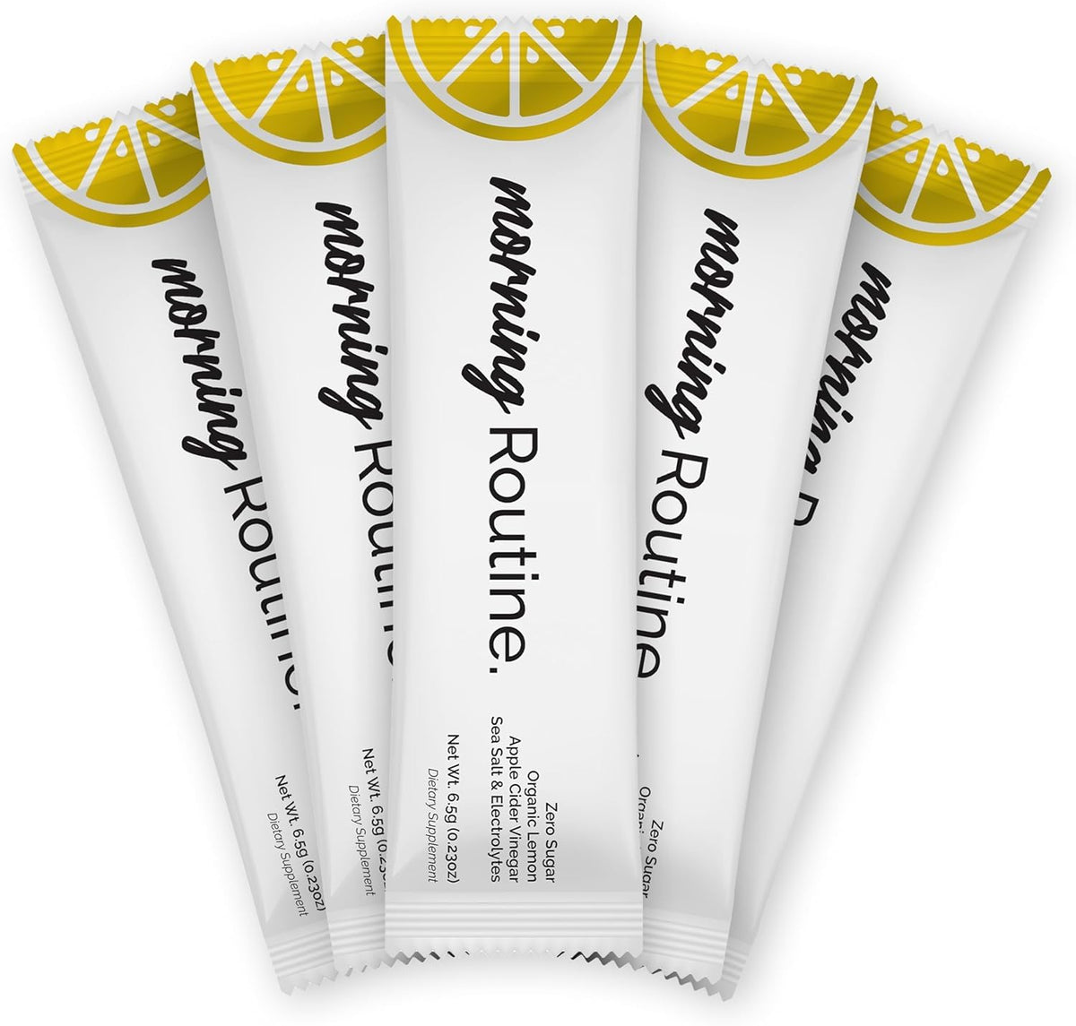 Morning Routine electrolyte packets with ACV, lemon, and sea salt