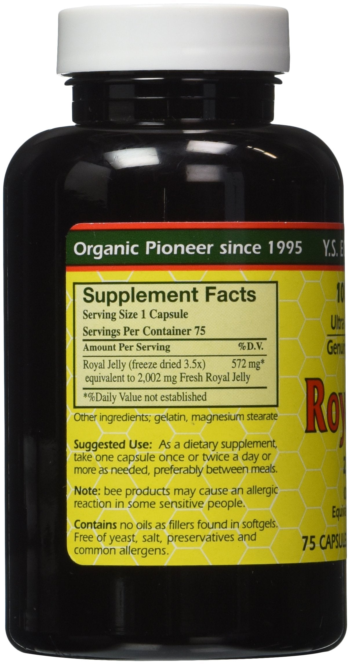 Close-up of royal jelly capsules from YS Eco Bee Farms