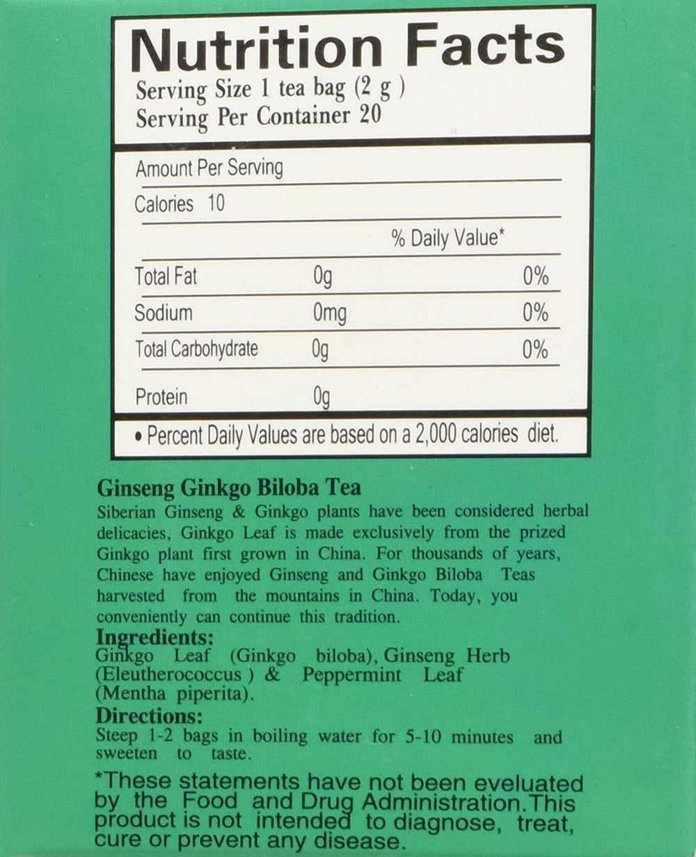 Royal King Ginseng Ginkgo Biloba Extract Oral Liquid bottle back label