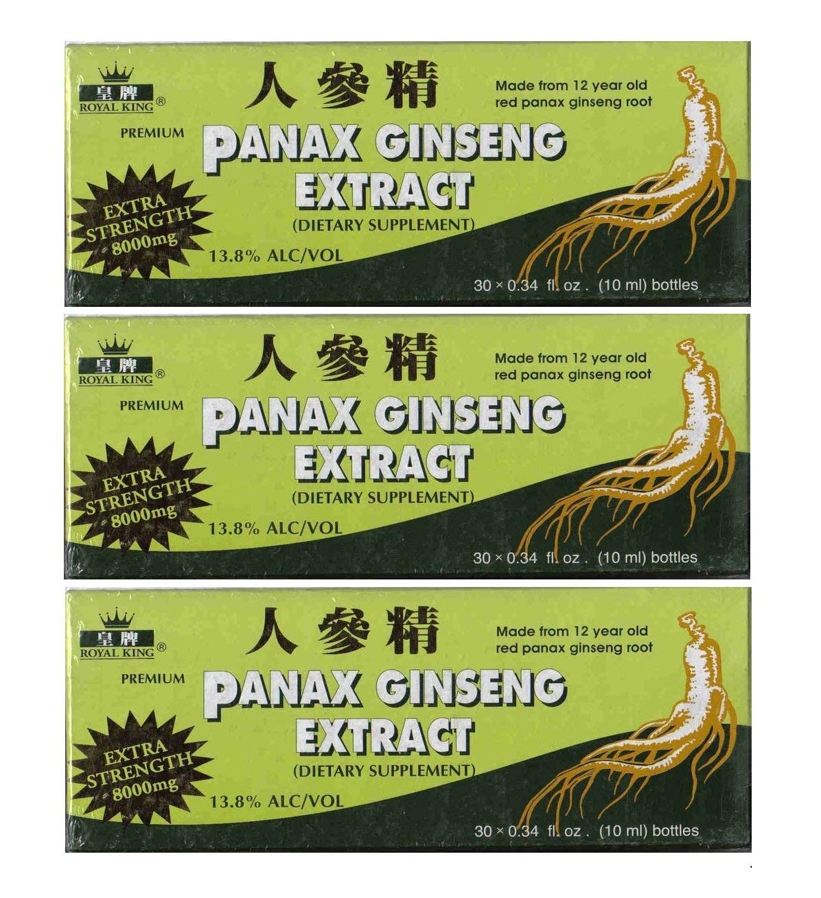 Royal King Panax Ginseng Extract with Alcohol 8000 mg bottle with 3 boxes