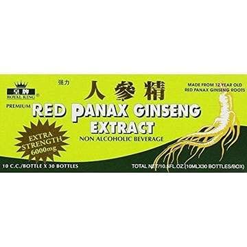 Royal King Red Panax Ginseng Extract 6000mg – 10cc bottle, 4-box pack containing 30 bottles per box