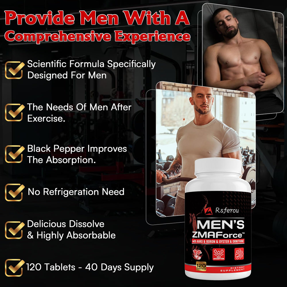 Rsferou ZMAFORCE ingredients graphic highlighting zinc, magnesium, AAKG and tribulus