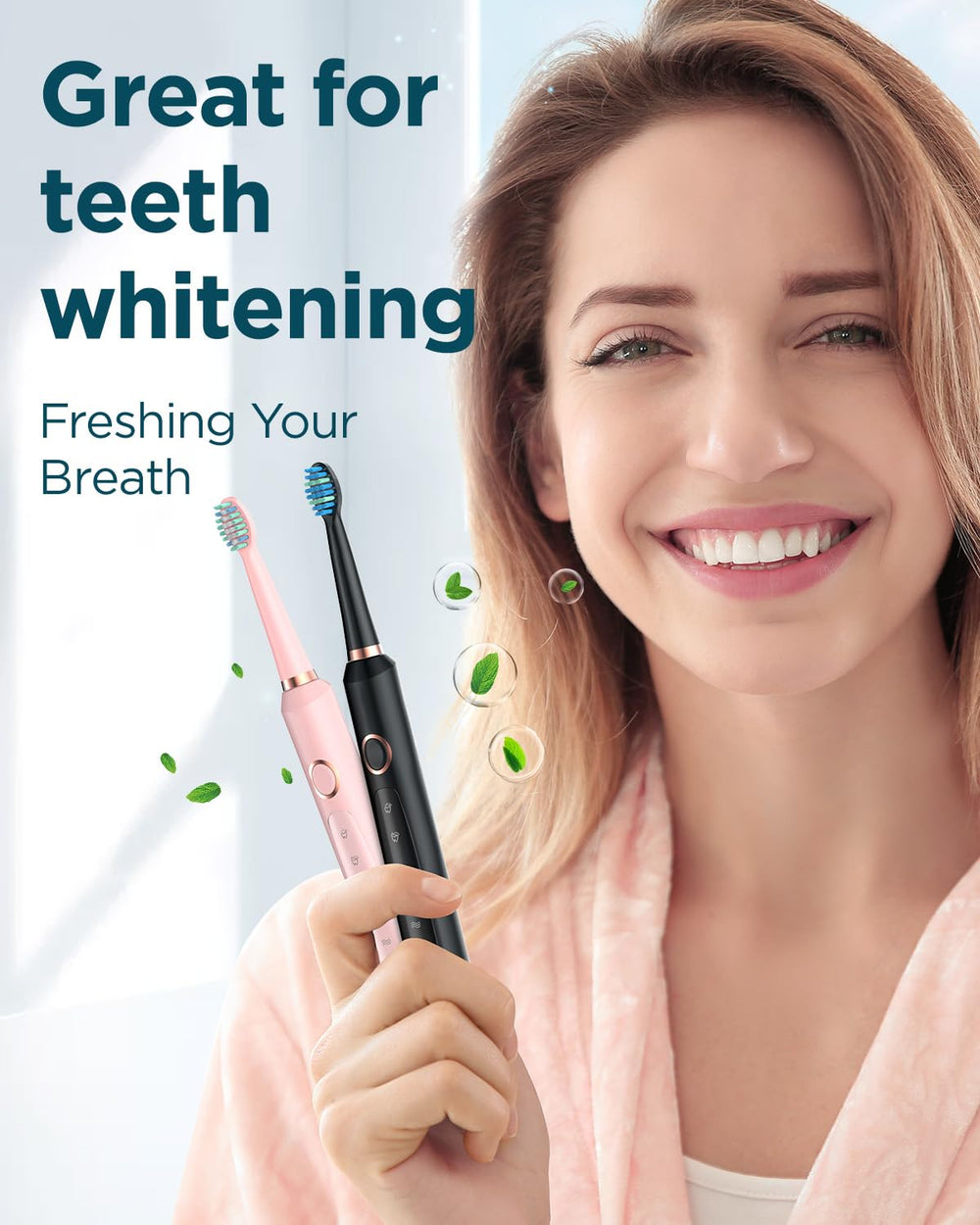 Rechargeable electric toothbrush with 12 replacement brush heads