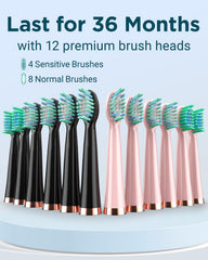 Includes 4 sensitive brush heads for gentle cleaning