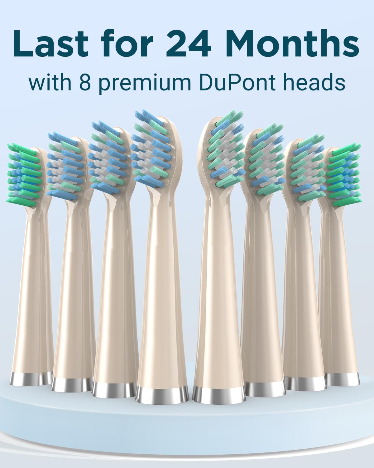 Toothbrush handle showing built-in timer and multiple brushing modes