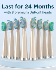 Toothbrush handle showing built-in timer and multiple brushing modes