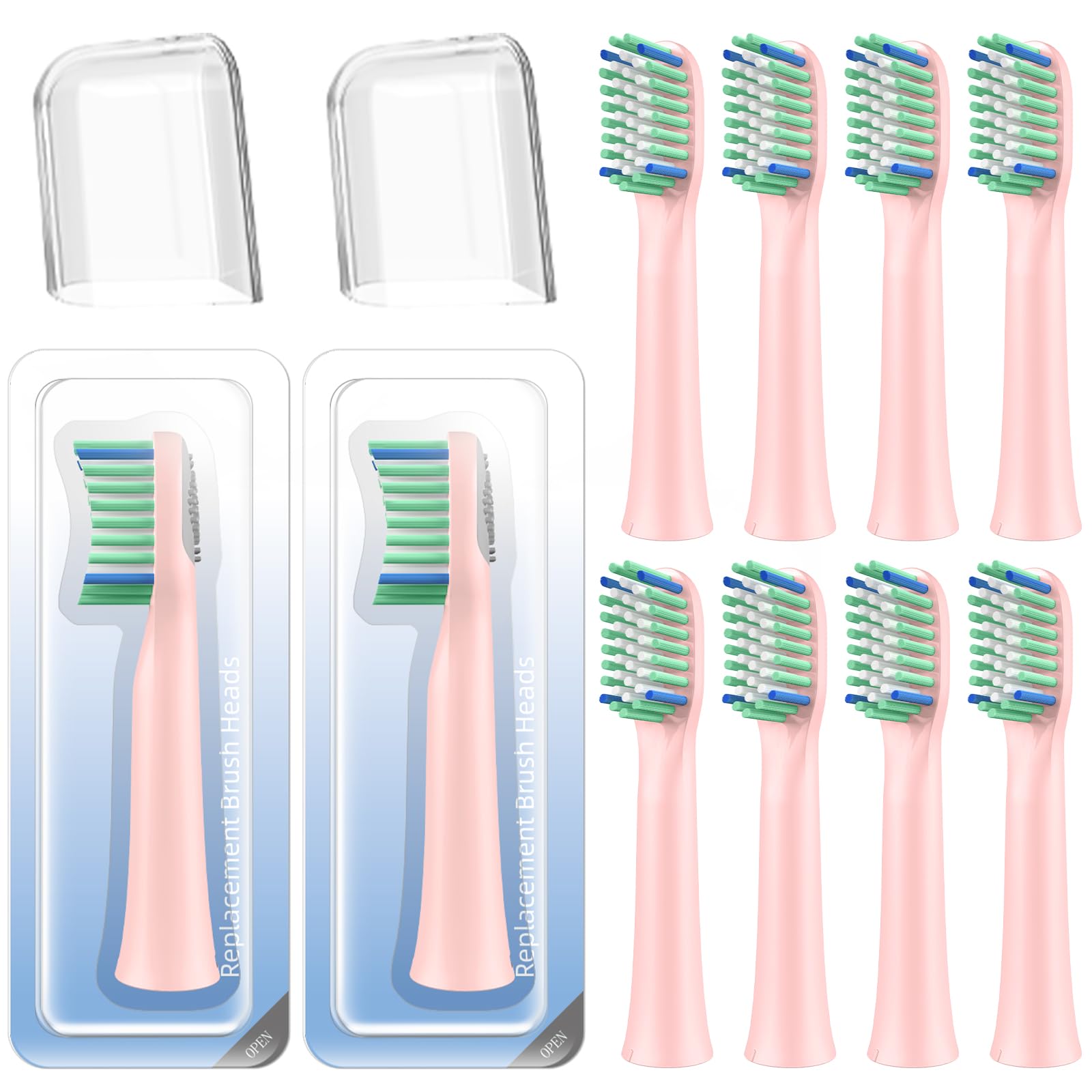 Pink Rtauys M5 toothbrush replacement head close-up