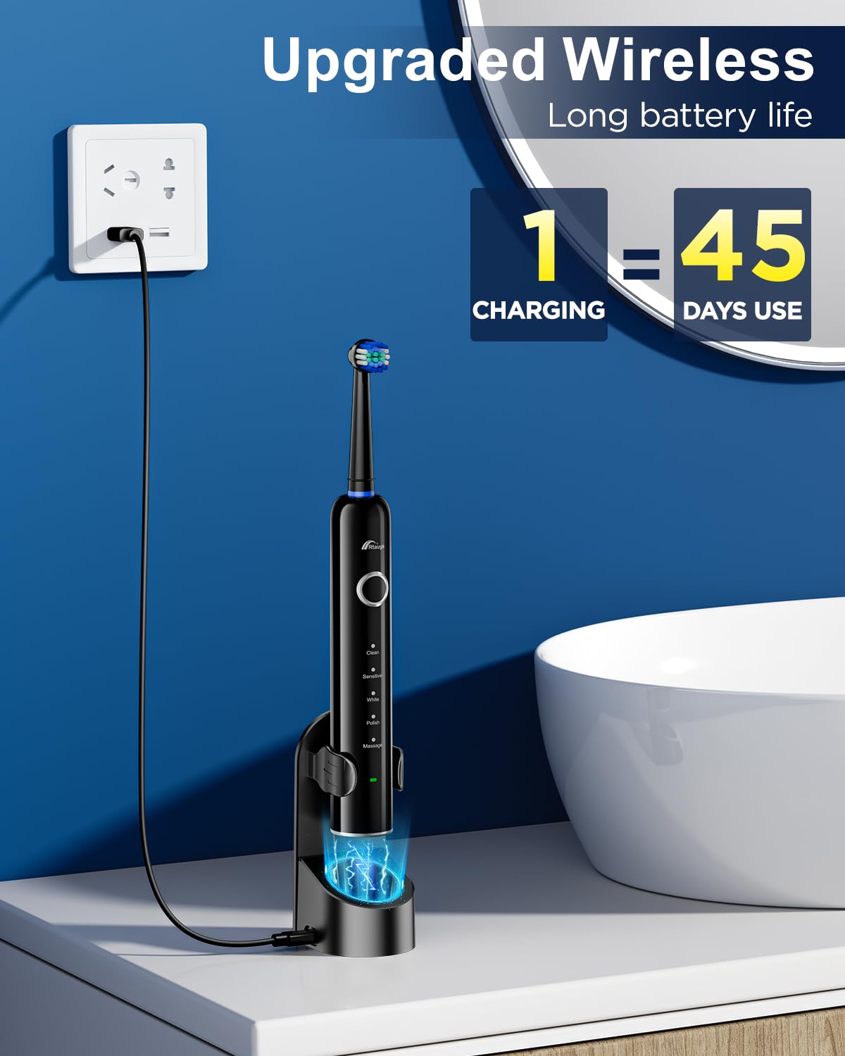 Rtauys R6 travel case with toothbrush and heads