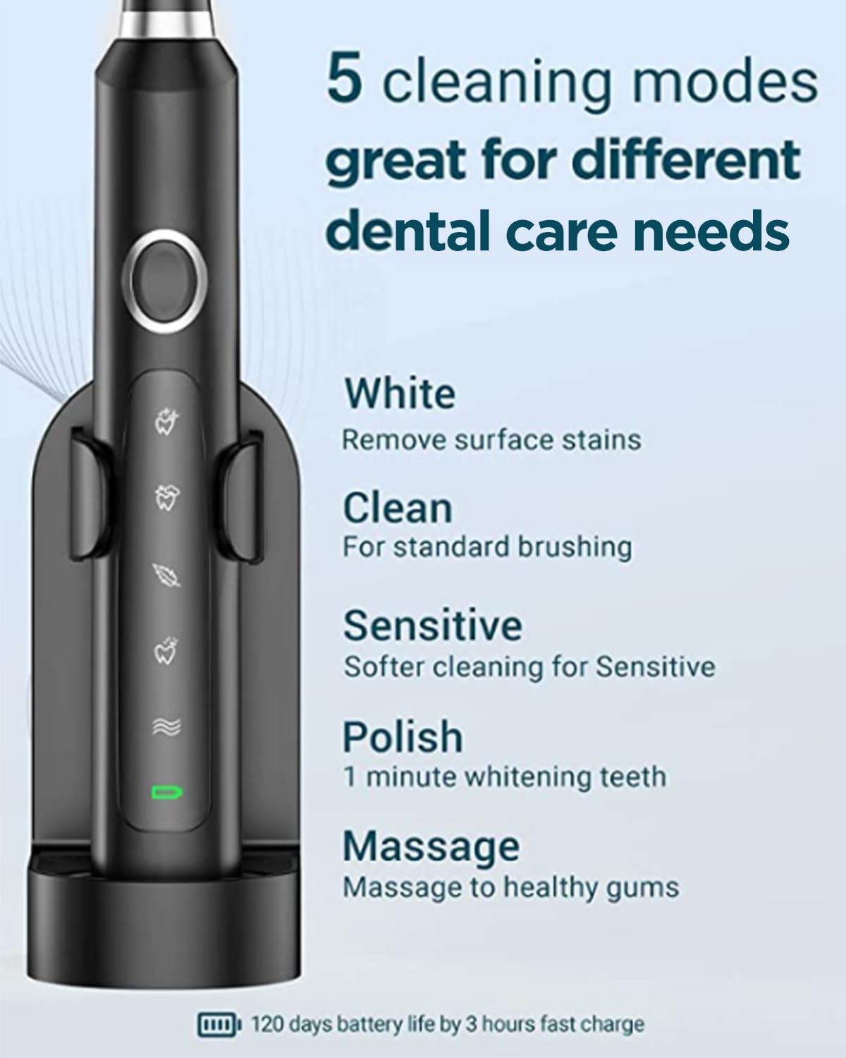 Toothbrush resting on charging holder