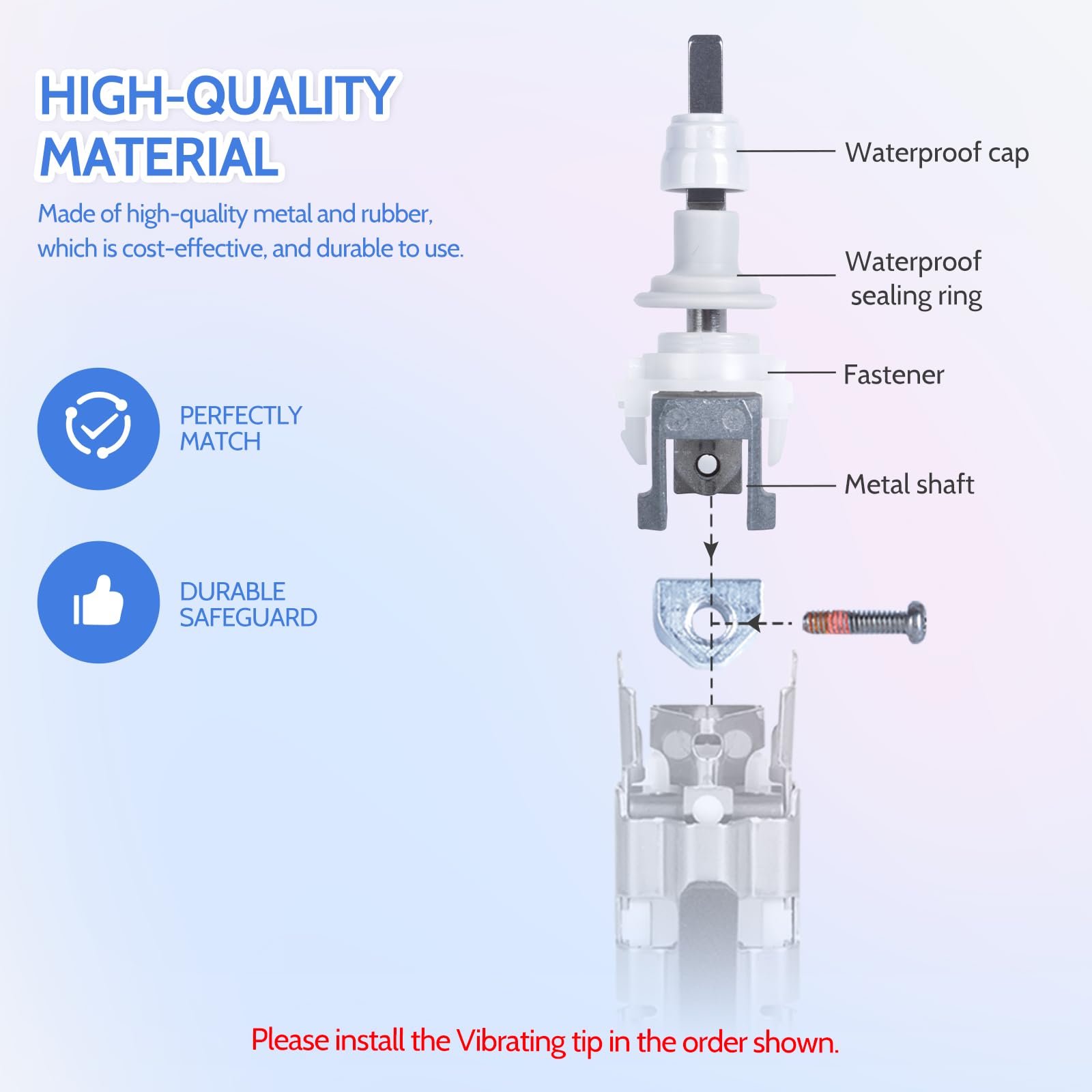 Waterproof rubber seal ring and accessories for toothbrush shaft