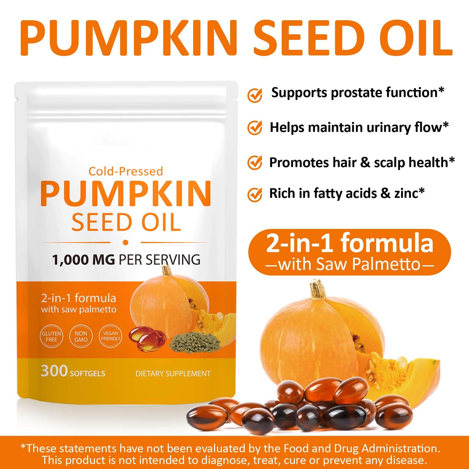 Saw palmetto and pumpkin seed oil capsule blend image