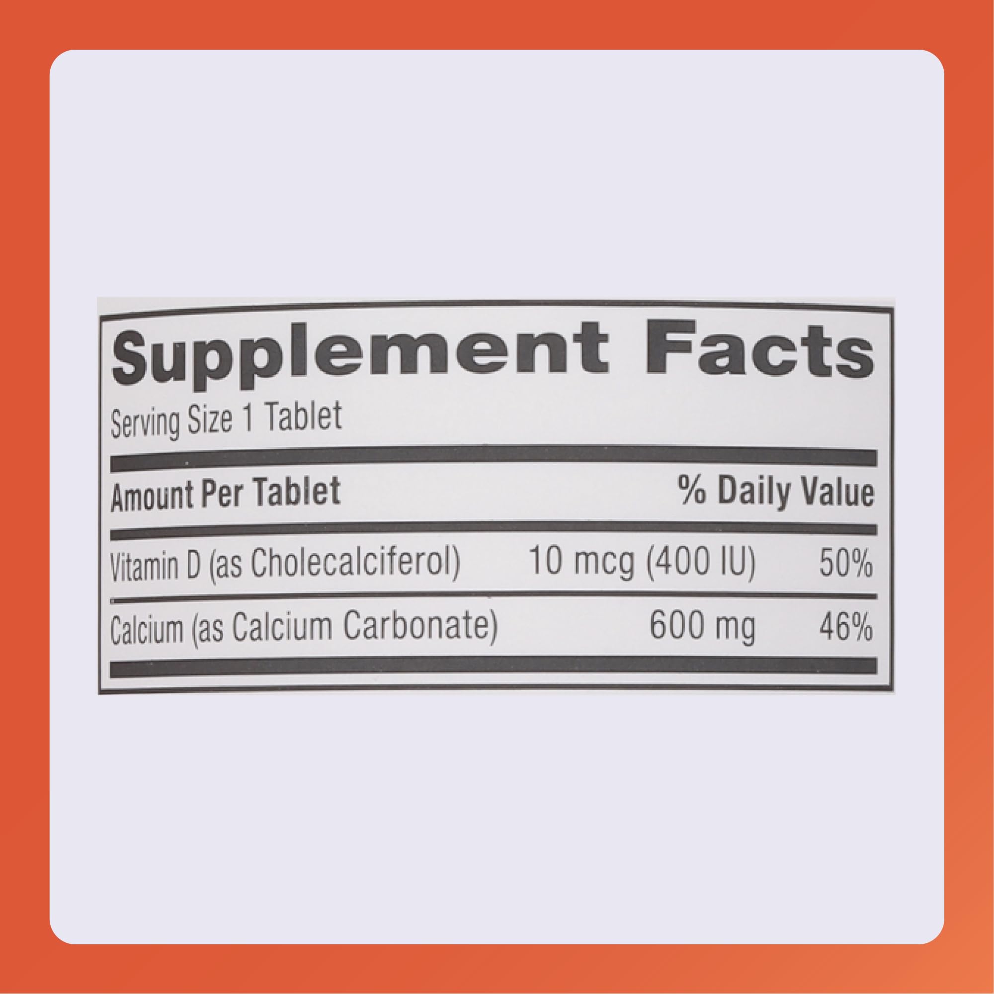 Rugby Laboratories branding on calcium tablets bottle