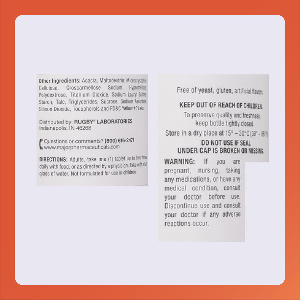 Usage directions indicating take 1 tablet daily or as directed