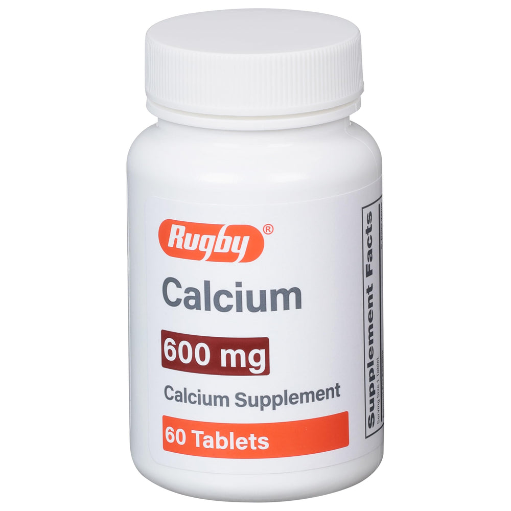Bottle of Rugby 600 mg Calcium Tablets