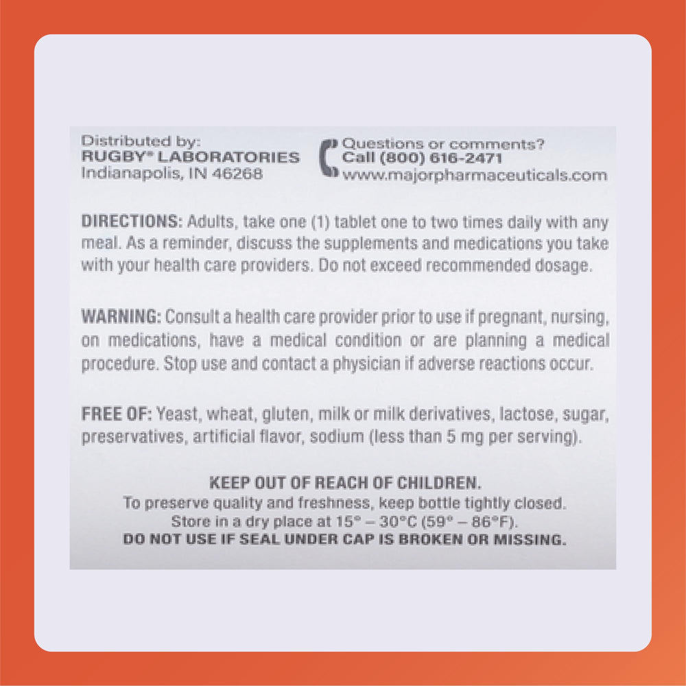 Close-up of Rugby 600 mg Calcium Tablets showing dosage
